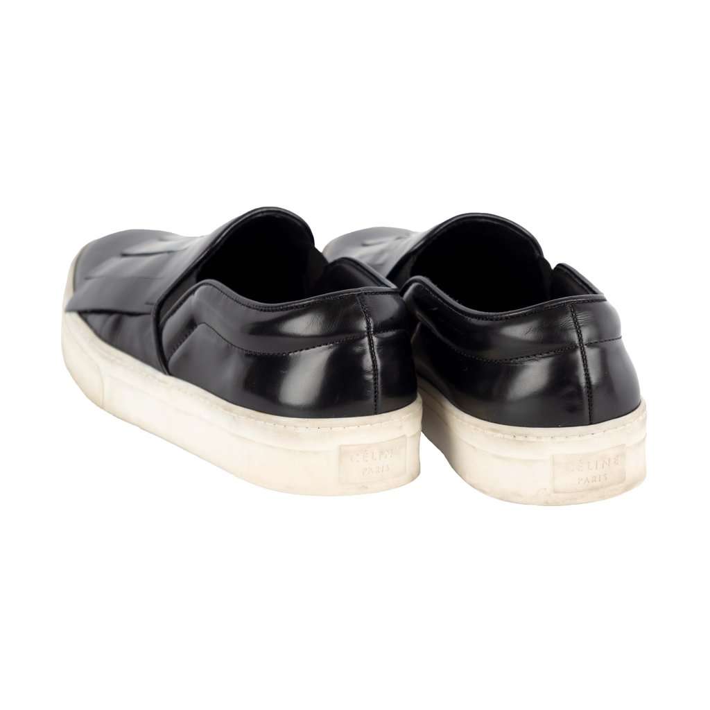 Celine Kiltie Slip-On Sneakers - '10s Black Leather Good - Inside View