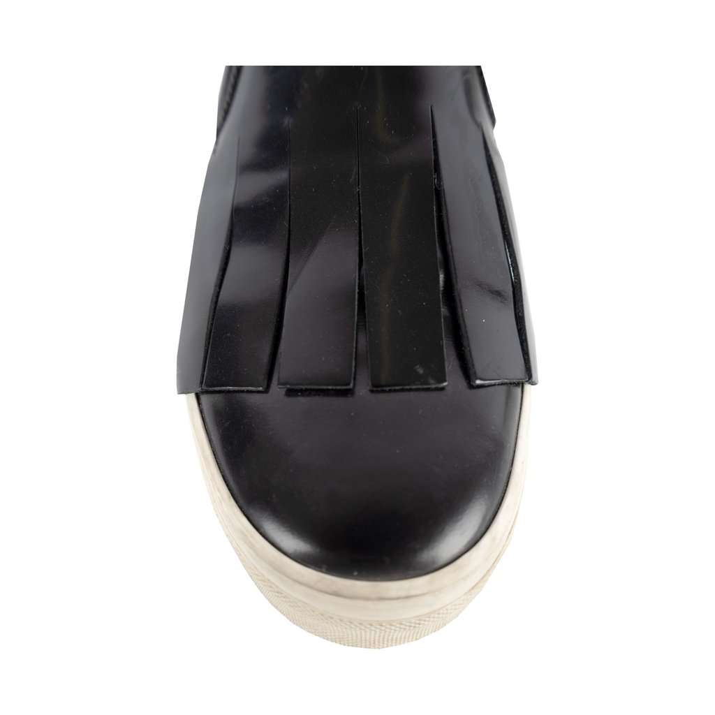 Celine Kiltie Slip-On Sneakers - '10s Black Leather Good - Model View