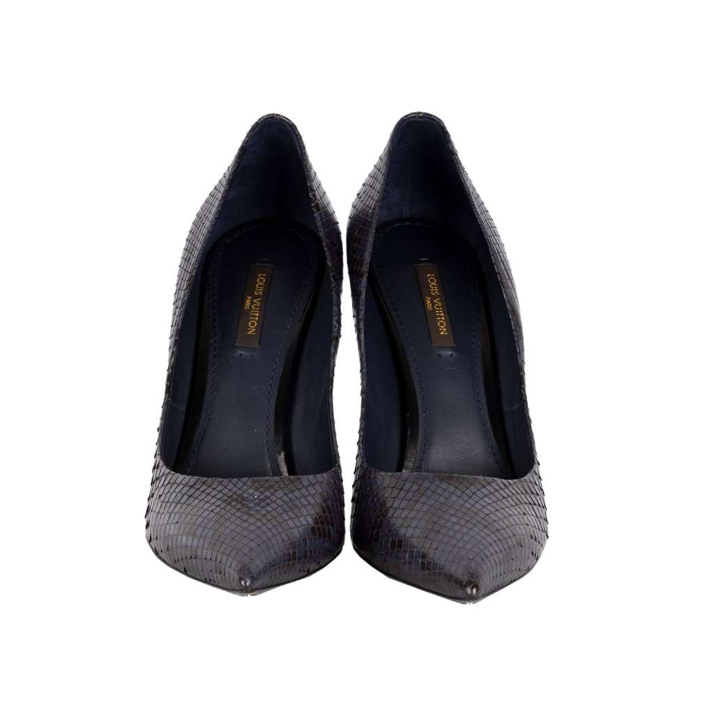 Louis Vuitton Snakeskin Eyeline Pumps - '10s Red Leather Good - Back View