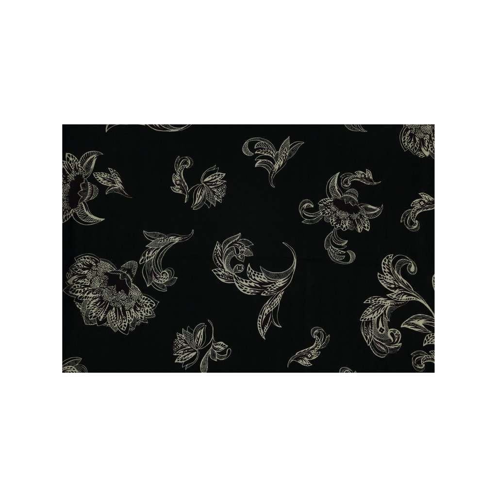 Louis Vuitton Black and White Floral Pattern Scarf - '10s Black Wool Good - Inside View
