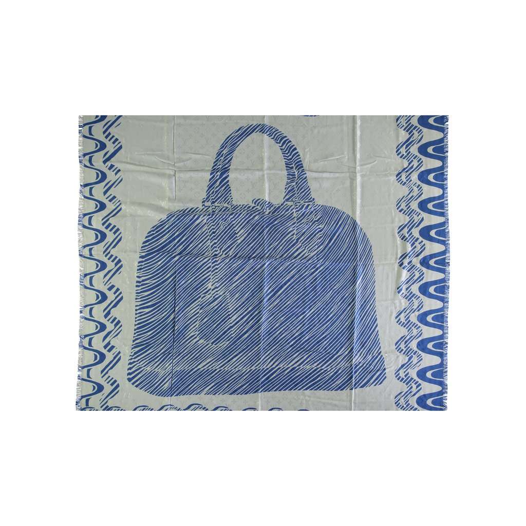Louis Vuitton and White Alma Print Scarf - '10s White Silk Good - Front View