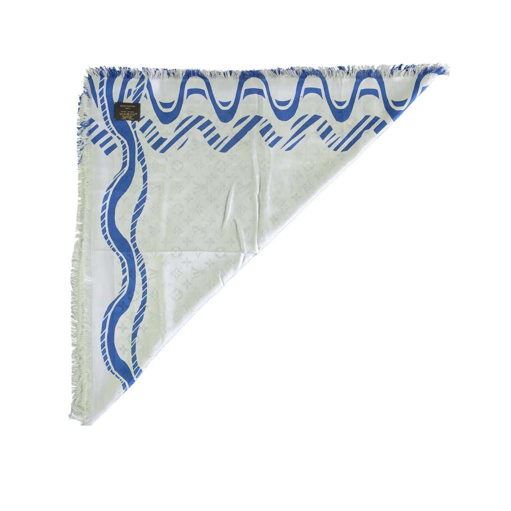 Louis Vuitton and White Alma Print Scarf - '10s White Silk Good - Model View