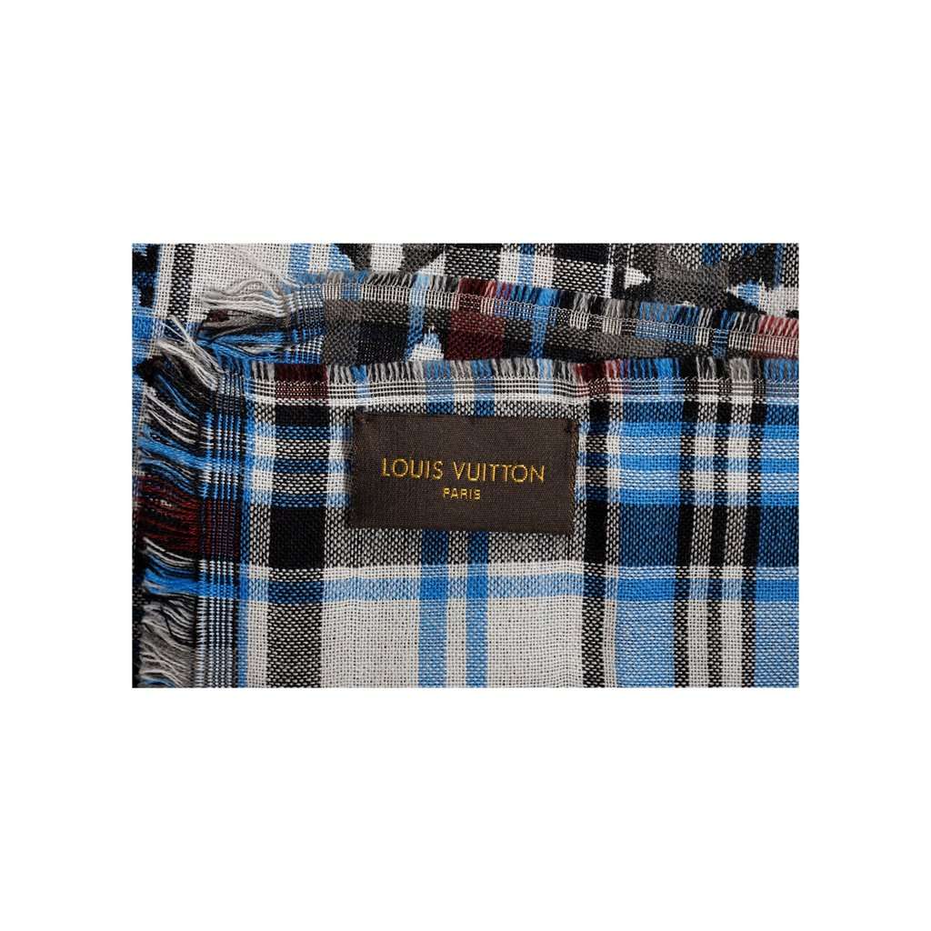 Louis Vuitton Monogram Plaid Scarf - '10s Red Wool Good - Model View