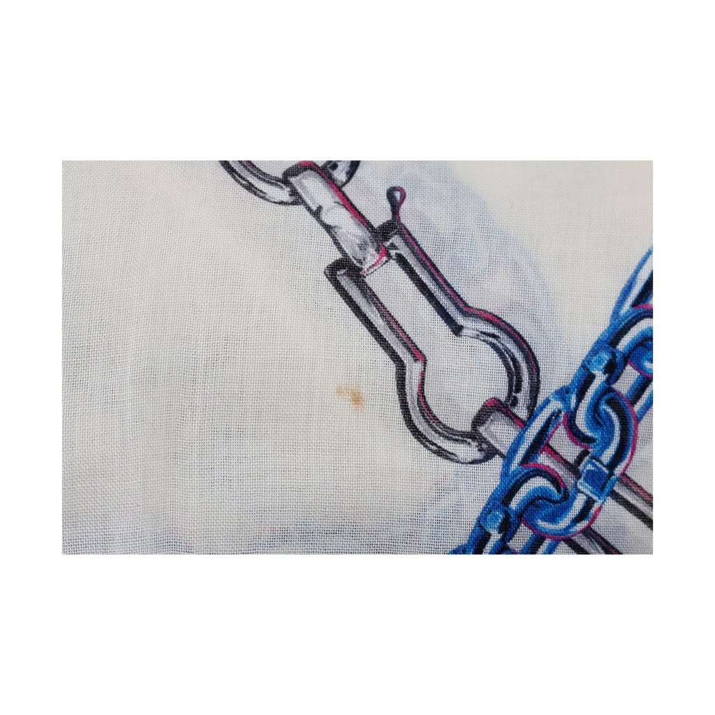 Louis Vuitton Multicolor Chain Print Scarf - '10s White Silk Good - Inside View
