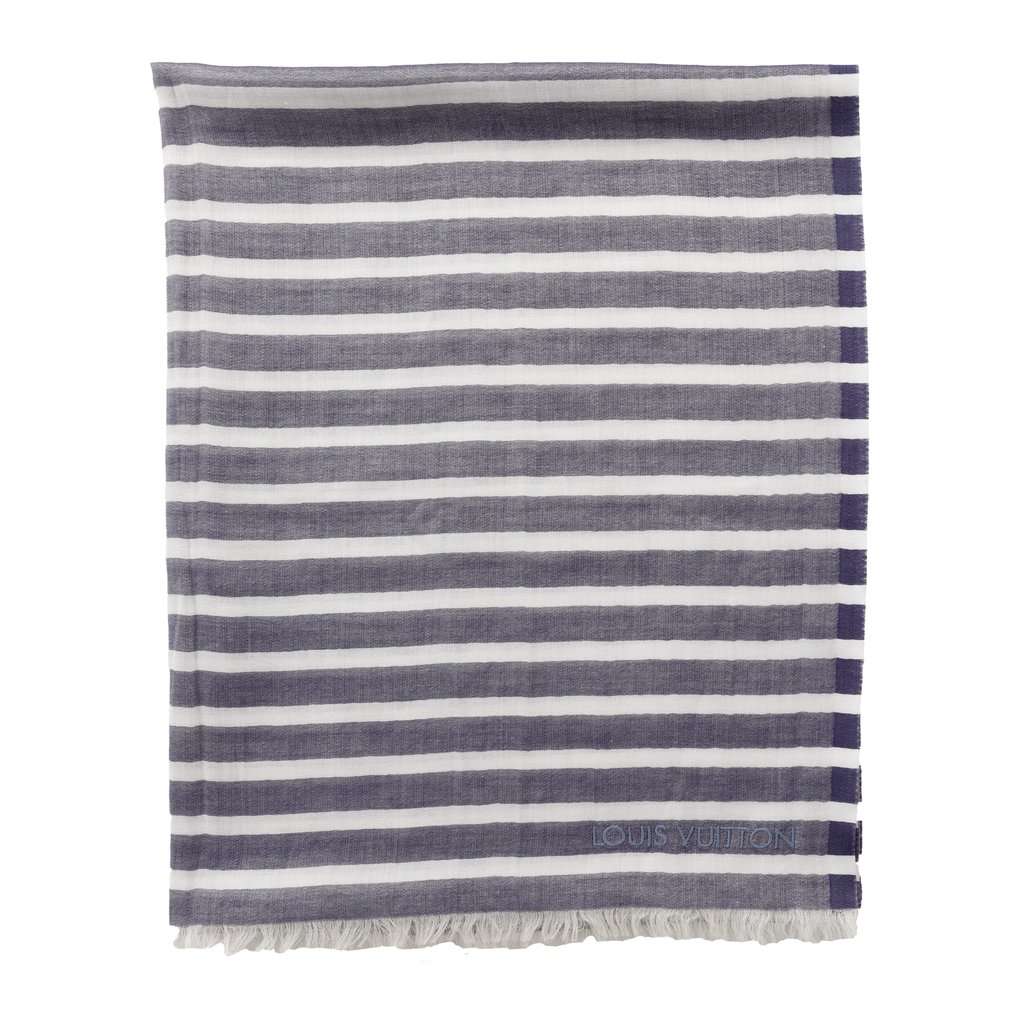 Louis Vuitton Monogram Stripe Scarf - '10s Navy Cotton Good - Back View