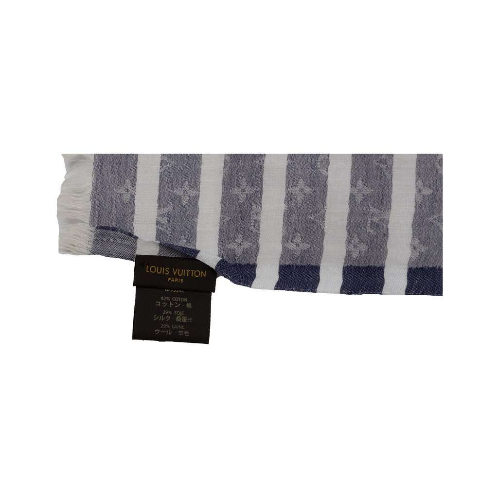 Louis Vuitton Monogram Stripe Scarf - '10s Navy Cotton Good - Inside View