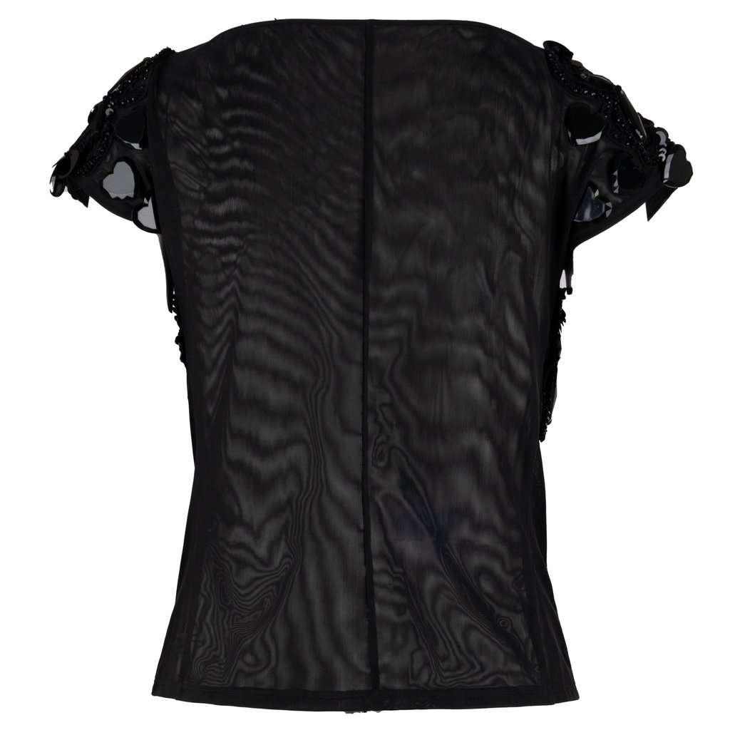 Unsigned Embellished Top - '10s Black Good - Back View