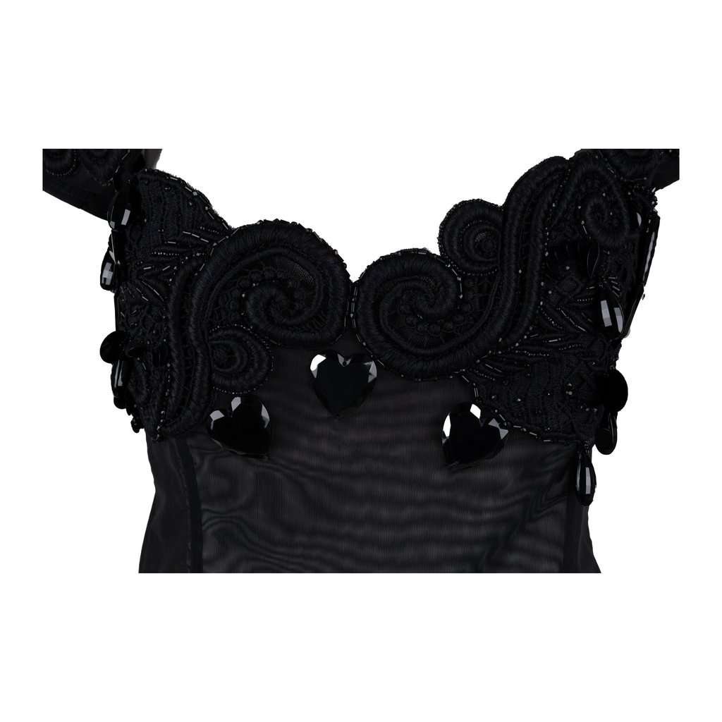 Unsigned Embellished Top - '10s Black Good - Inside View
