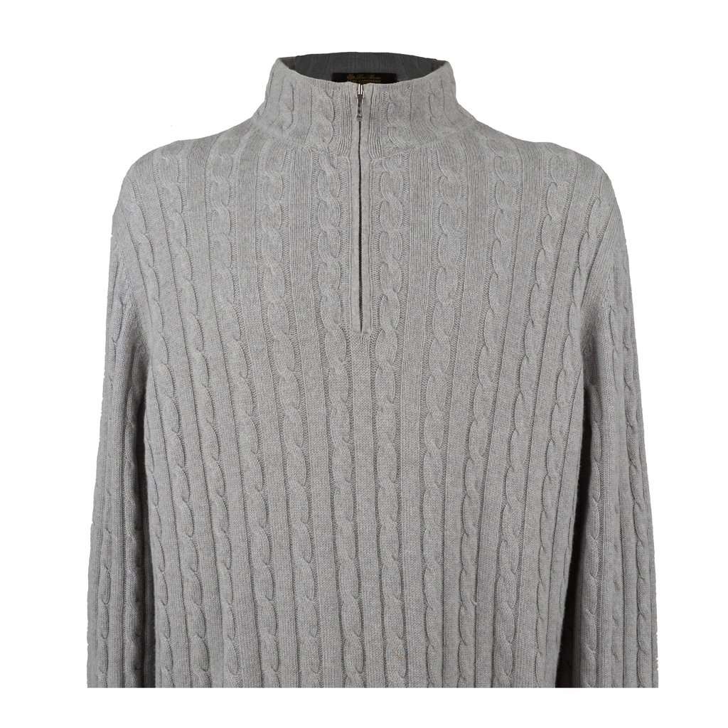 Loro Piana Treccia Mezzocollo Sweater - '10s Grey Wool Good - Inside View