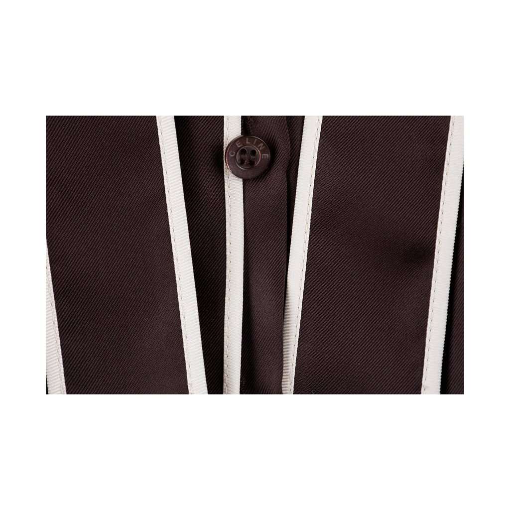 Celine Contrast Top with Collar - '10s Brown Silk Good - Inside View