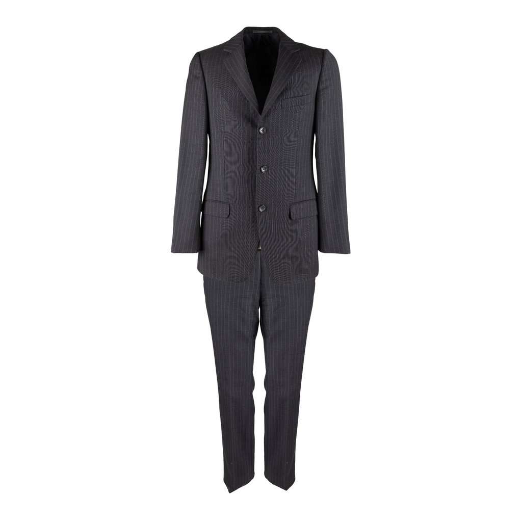 Gucci Pinstripe Suit - '00s Grey Wool Good - Front View