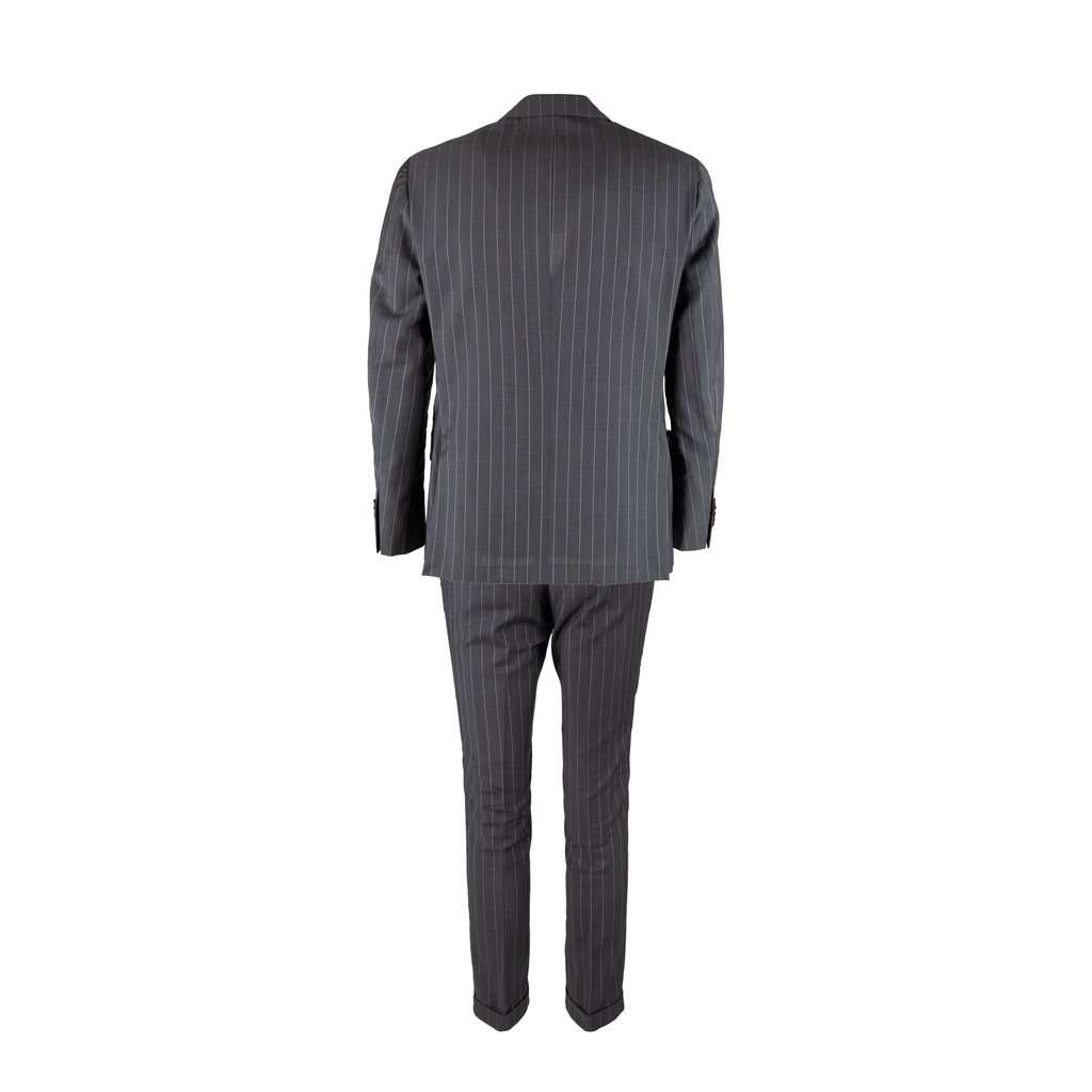 Boglioli Pinstripe Suit - '00s Grey Wool Good - Back View