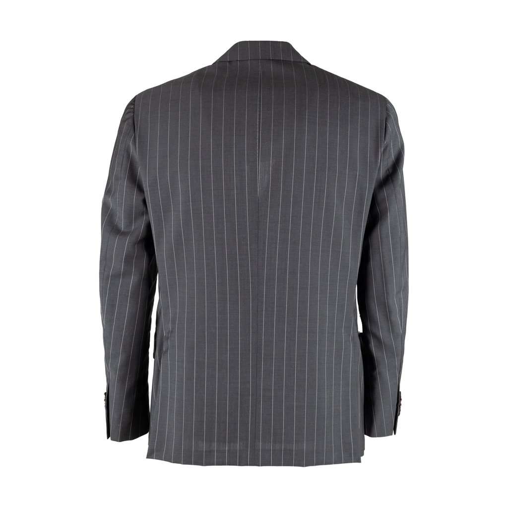 Boglioli Pinstripe Suit - '00s Grey Wool Good - Model View