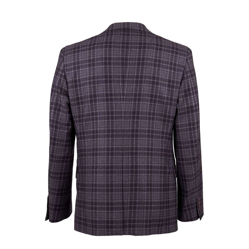 Unsigned Plaid Wool Jacket - '10s Grey Wool Good - Back View