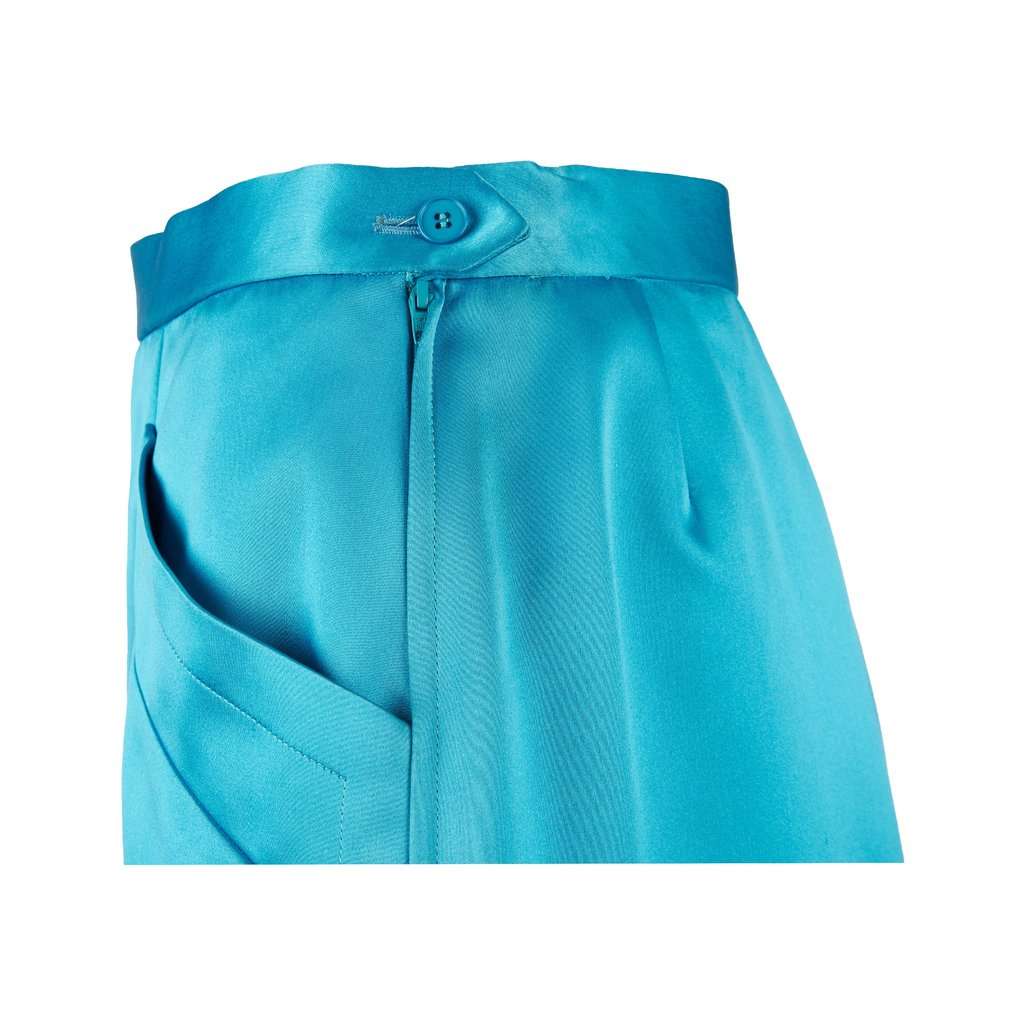 Saint Laurent Rive Gauche Satin Pencil Skirt - '80s Red Satin Good - Box View