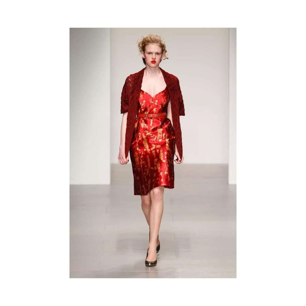 Vivienne Westwood Label Jacquard Silk Dress - '10s Red Canvas Good - Back View