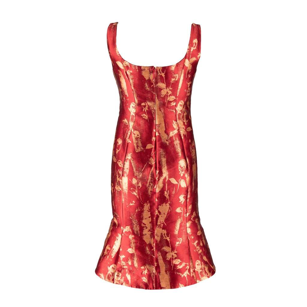 Vivienne Westwood Label Jacquard Silk Dress - '10s Red Canvas Good - Inside View