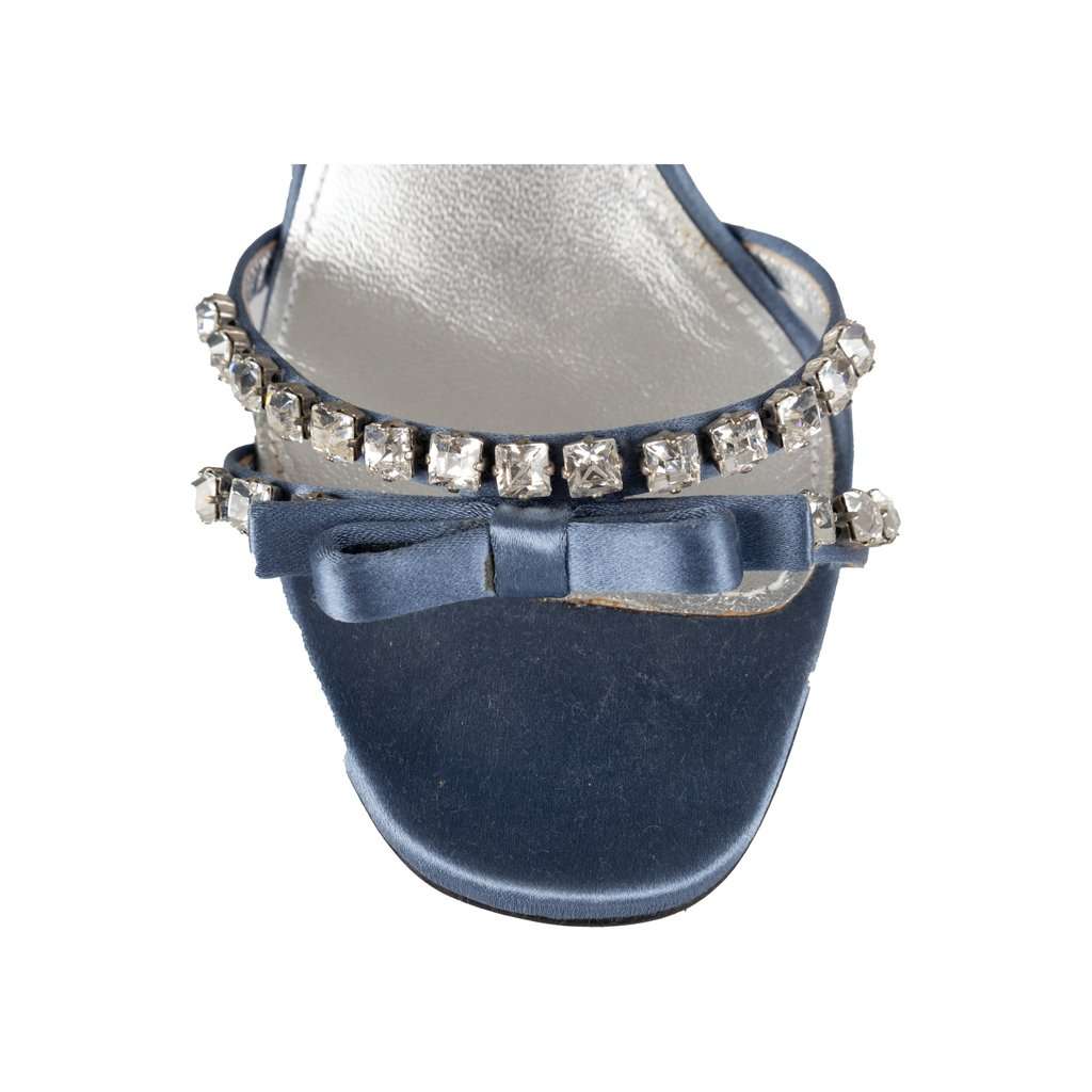 Prada Crystal-Embellished Satin Sandals - '10s Blue Satin Good - Box View