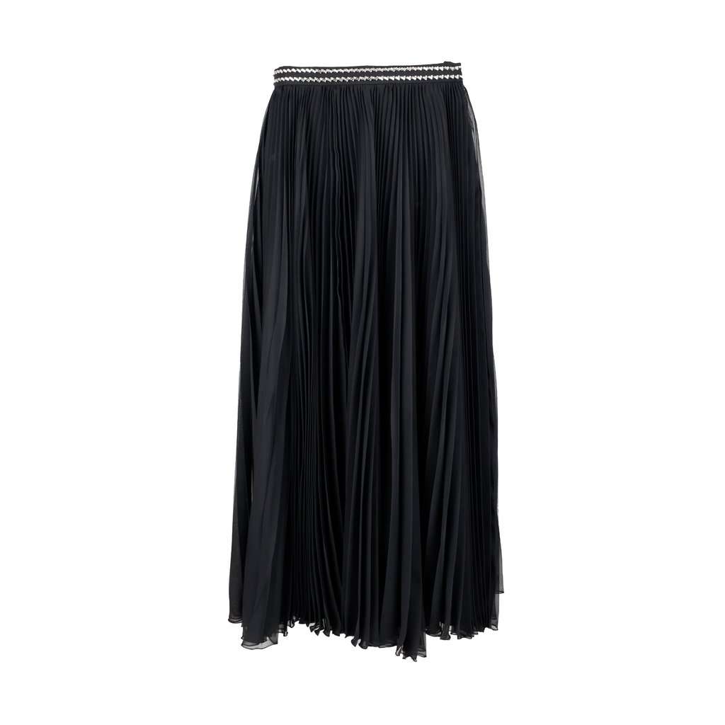 Prada Stone Embellished Pleated Skirt - '10s Black Good - Front View