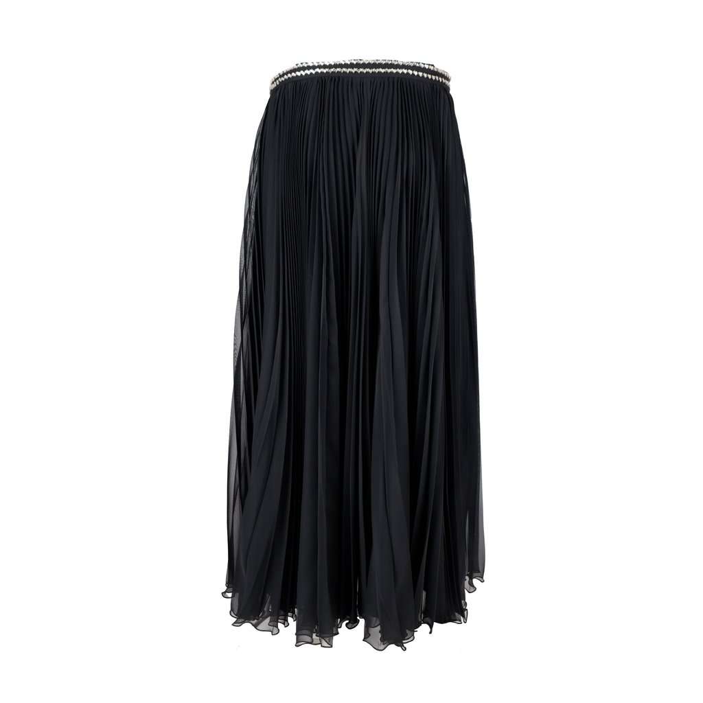Prada Stone Embellished Pleated Skirt - '10s Black Good - Back View