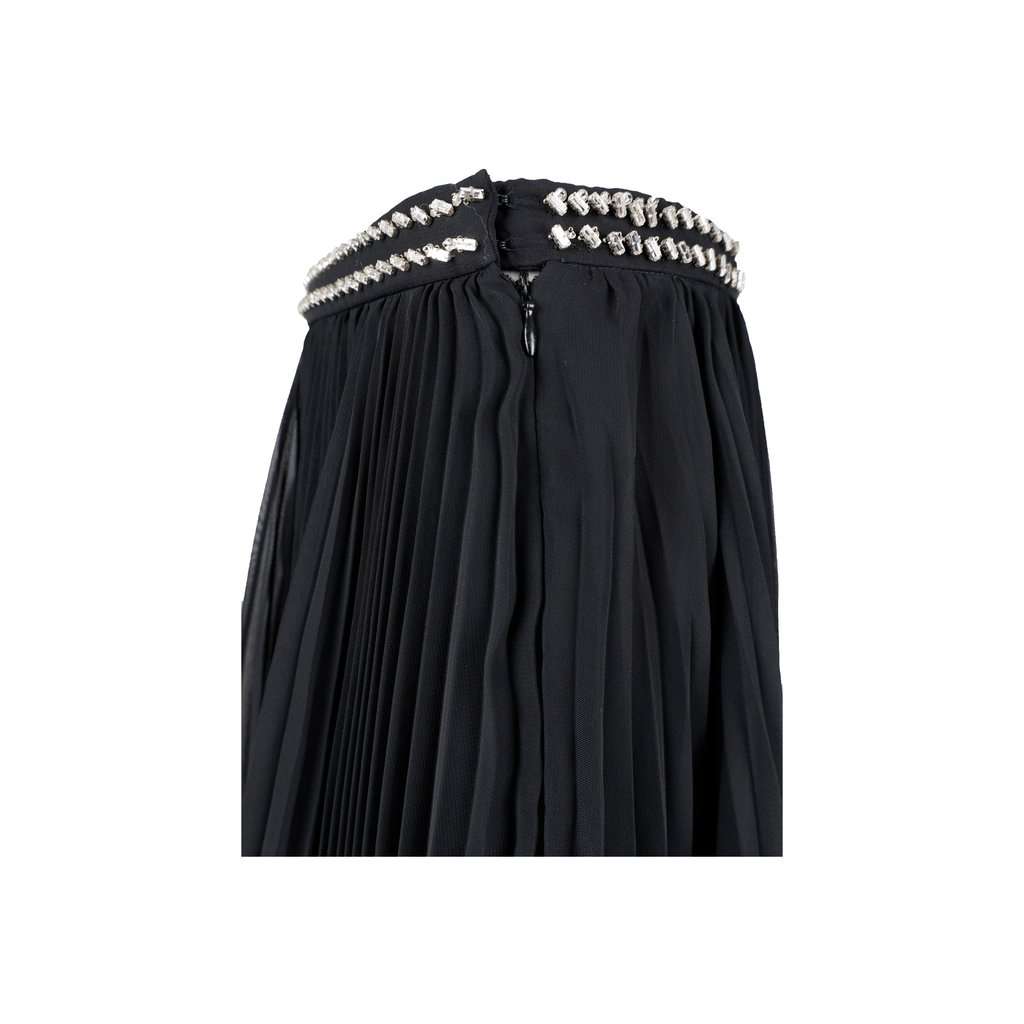Prada Stone Embellished Pleated Skirt - '10s Black Good - Model View