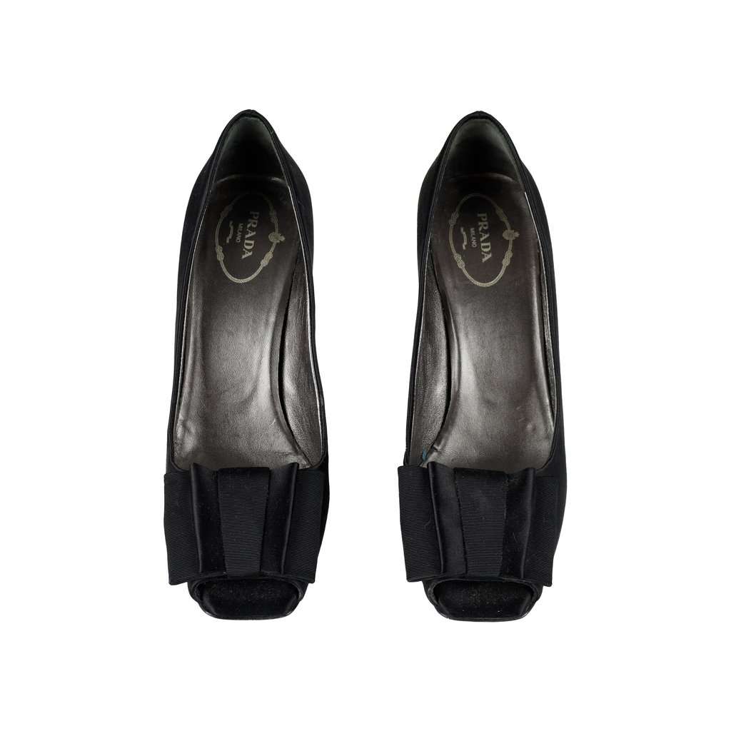 Prada Open Toe Pumps - '10s Red Satin Good - Inside View