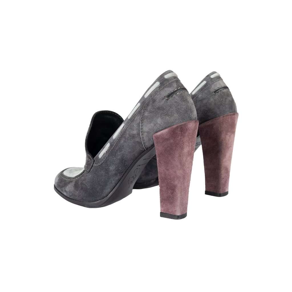 Roger Vivier Suede Pumps - '00s Grey Suede Good - Back View