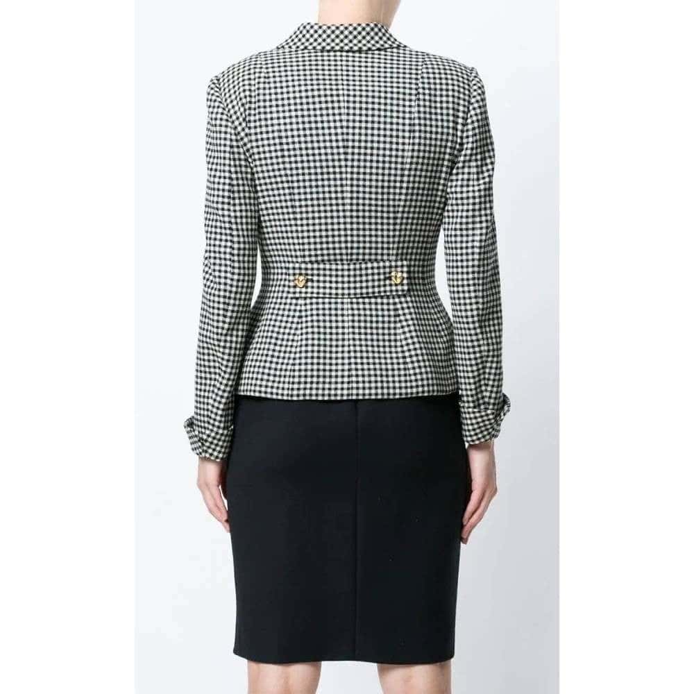 Moschino Black and White Skirt Suit - '90s Black Wool Good - Inside View