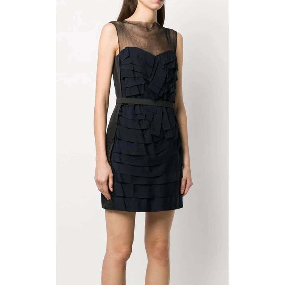 Lanvin Dark Blue Silk Dress - '00s Blue Silk Good - Back View
