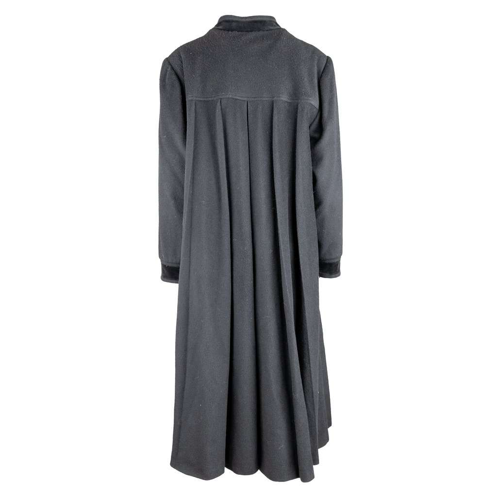 Unsigned Ritz Saddler Vintage Coat - '90s Black Wool Good - Back View