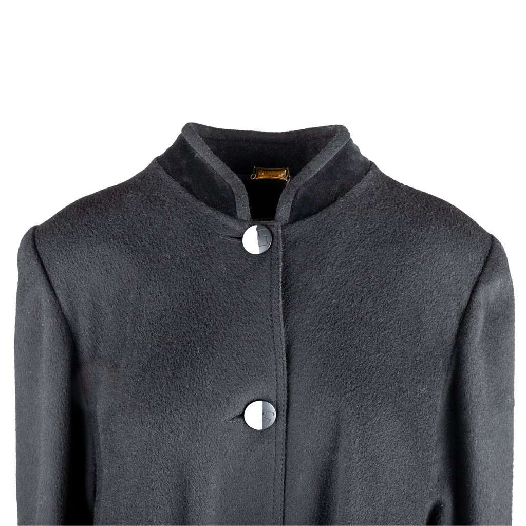 Unsigned Ritz Saddler Vintage Coat - '90s Black Wool Good - Inside View