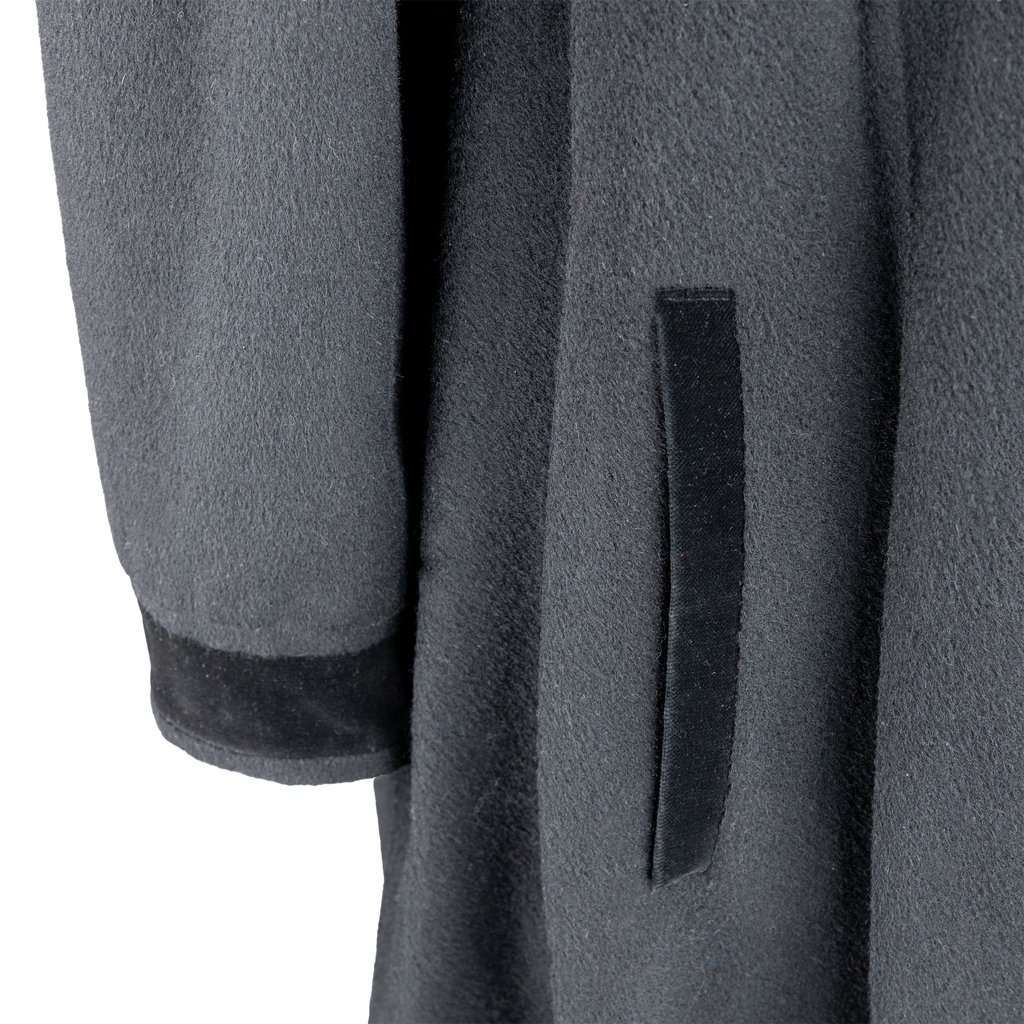 Unsigned Ritz Saddler Vintage Coat - '90s Black Wool Good - Box View