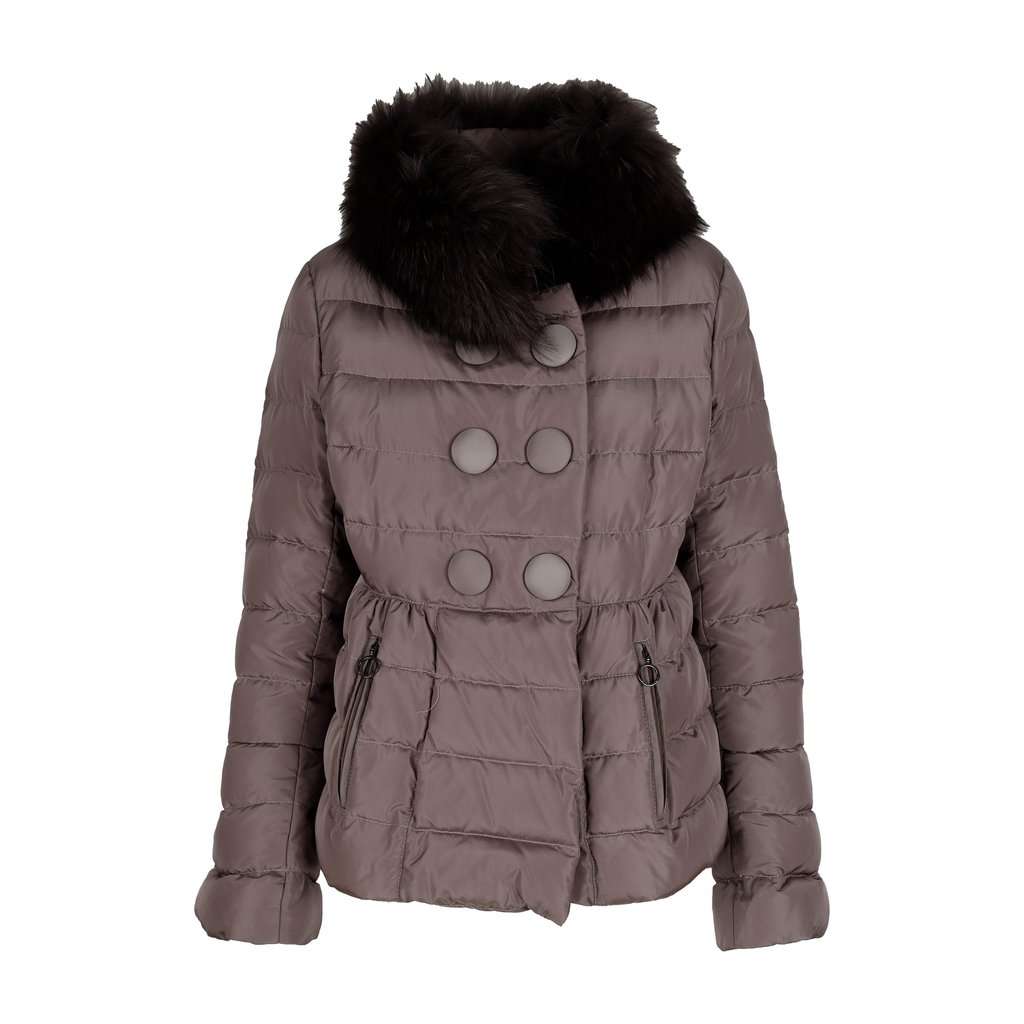 Moncler Down Jacket With Fur - '10s Brown Good - Front View
