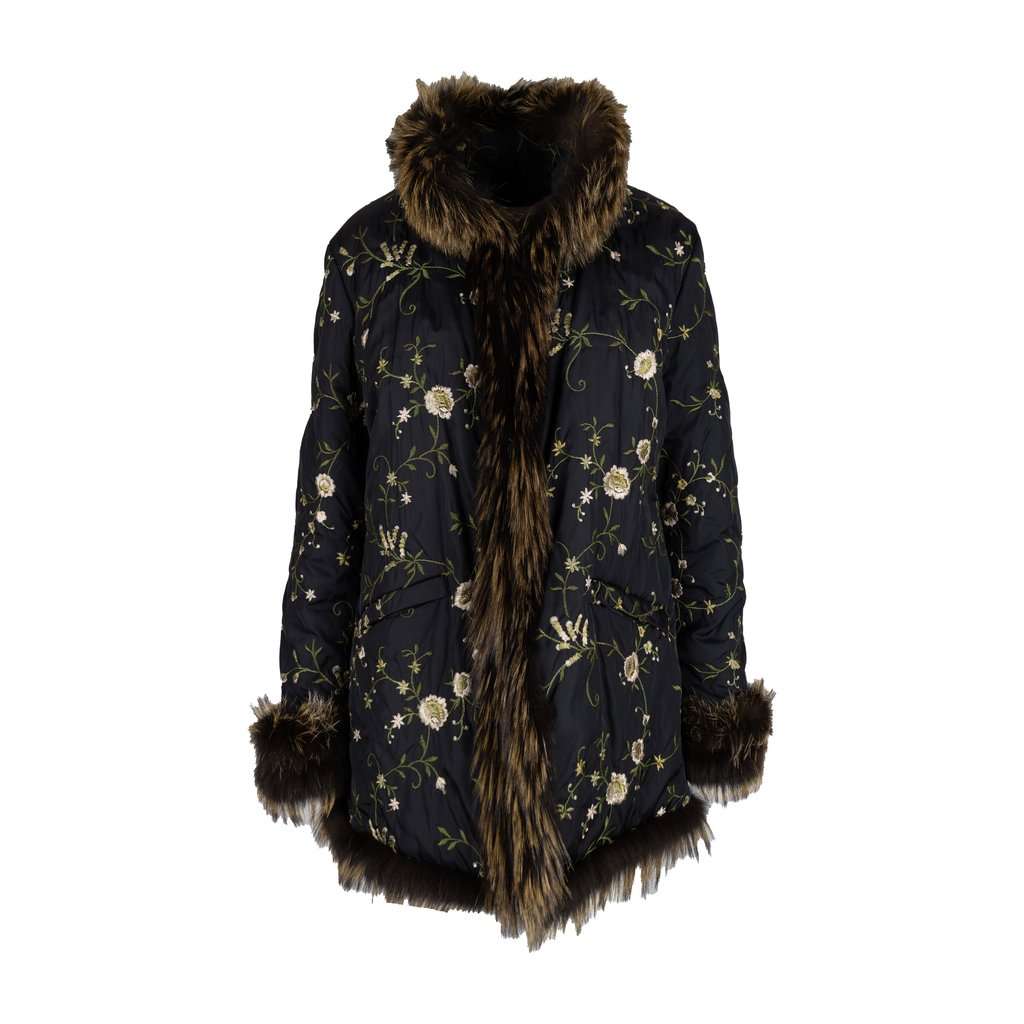 Unsigned Scervino Embroidered Jacket with Fur - '10s Red Good - Front View