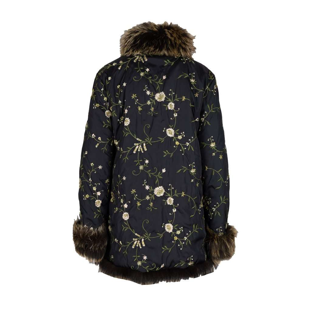 Unsigned Scervino Embroidered Jacket with Fur - '10s Red Good - Back View