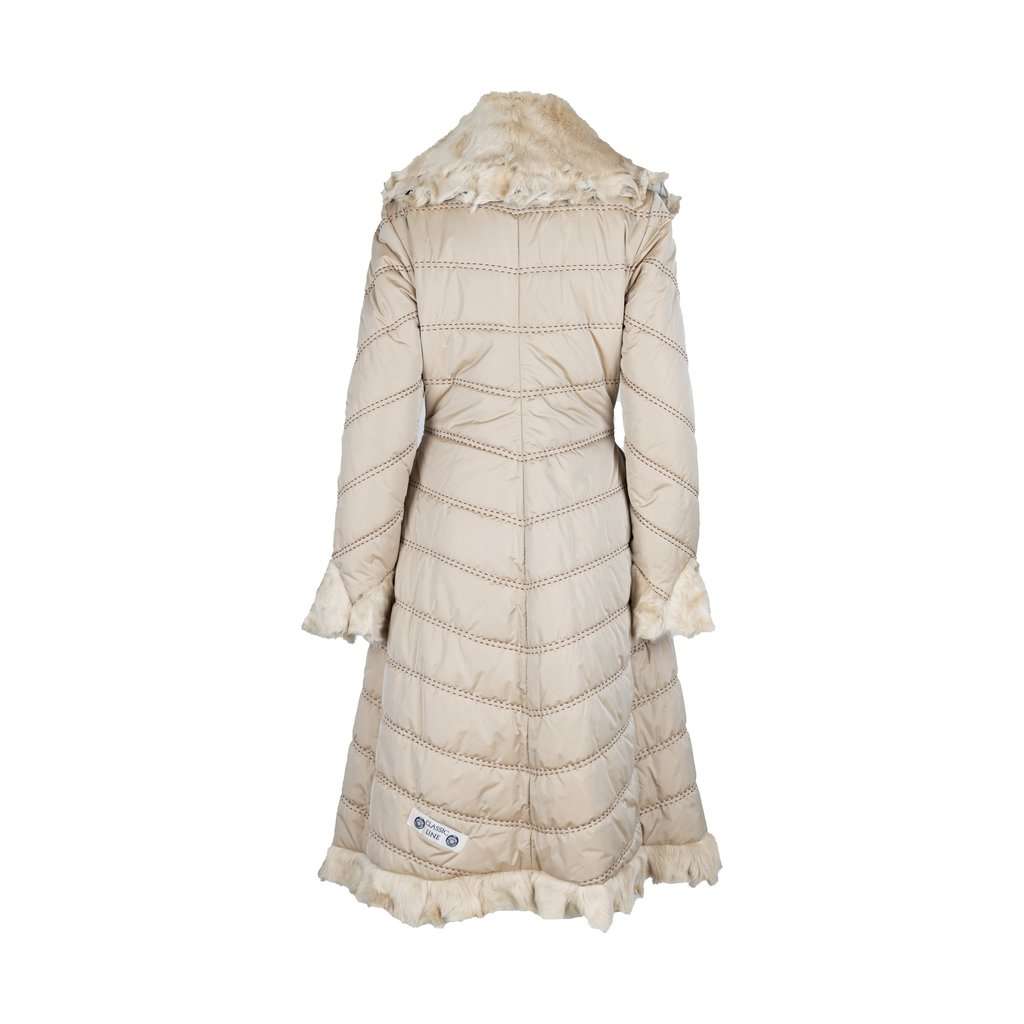 Unsigned Down Jacket With Fur - '10s Beige Good - Back View