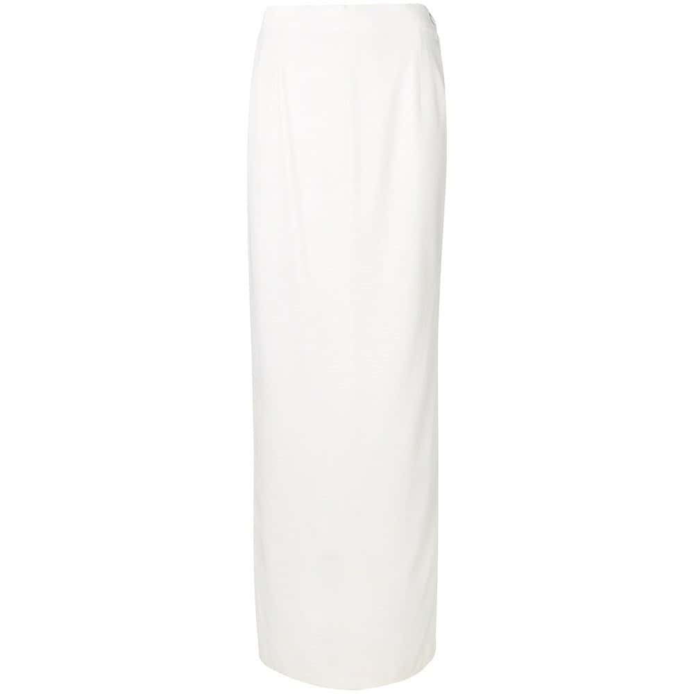 Gianfranco Ferré White Long Skirt - '90s White Lace Good - Front View