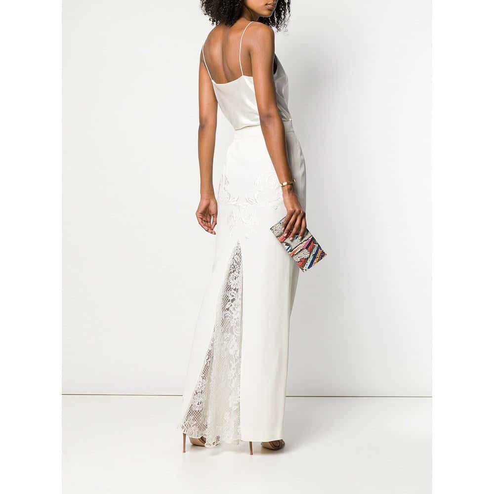 Gianfranco Ferré White Long Skirt - '90s White Lace Good - Back View