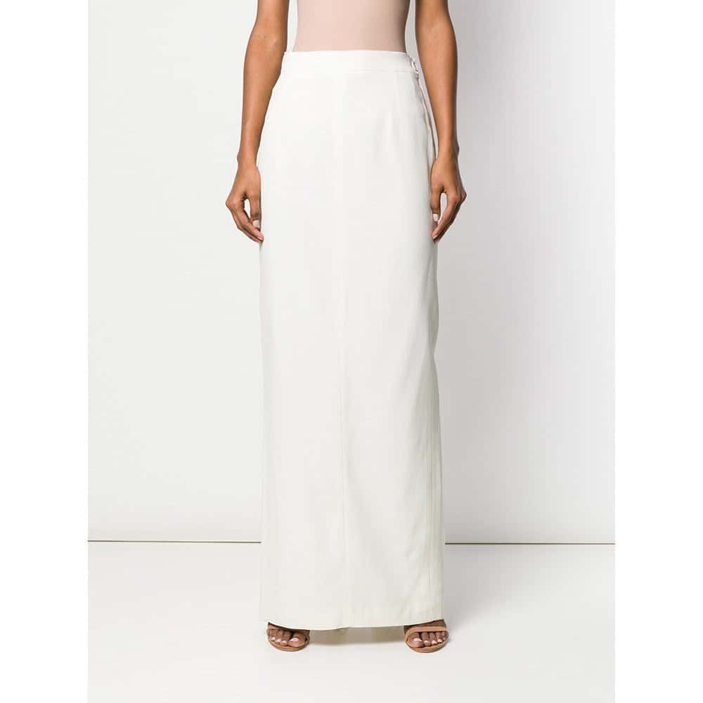 Gianfranco Ferré White Long Skirt - '90s White Lace Good - Inside View