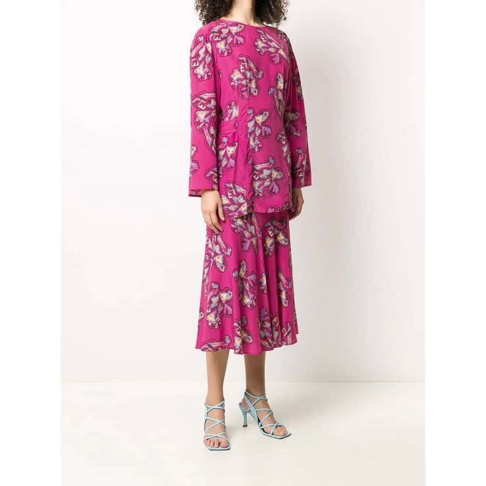 Fendi Pink Floral Suit - '70s Pink Silk Good - Back View