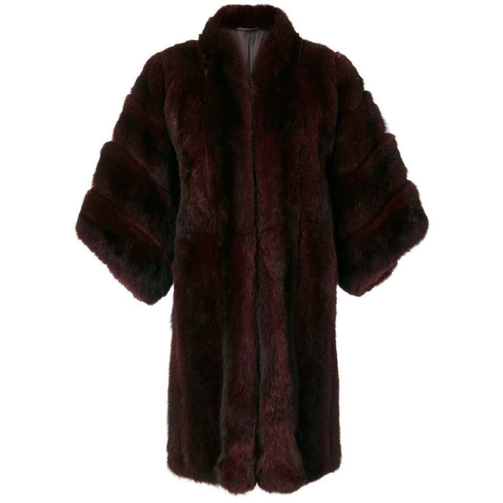 Christian Dior Burgundy Fur Coat - '80s Burgundy Good - Front View