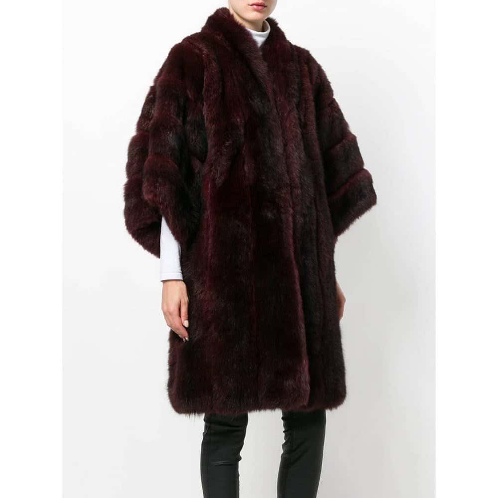 Christian Dior Burgundy Fur Coat - '80s Burgundy Good - Inside View
