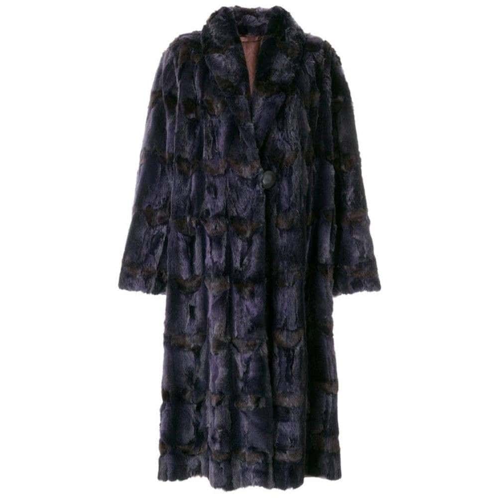 Fendi Purple Fox Fur Coat - '90s Purple Silk Good - Front View