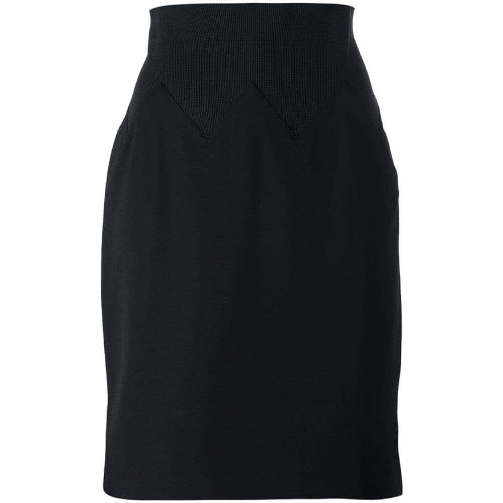 Jean Paul Gaultier Black Wool Skirt - '90s Black Wool Good - Front View
