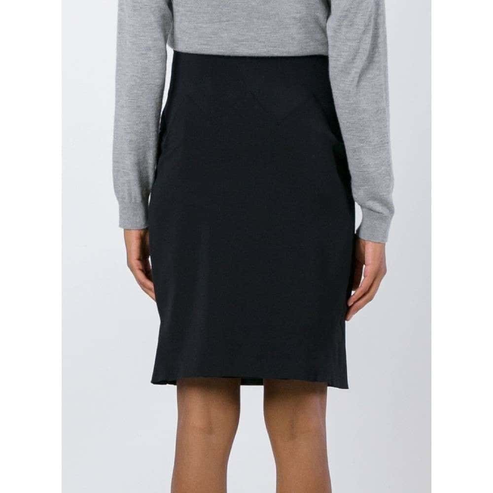 Jean Paul Gaultier Black Wool Skirt - '90s Black Wool Good - Model View