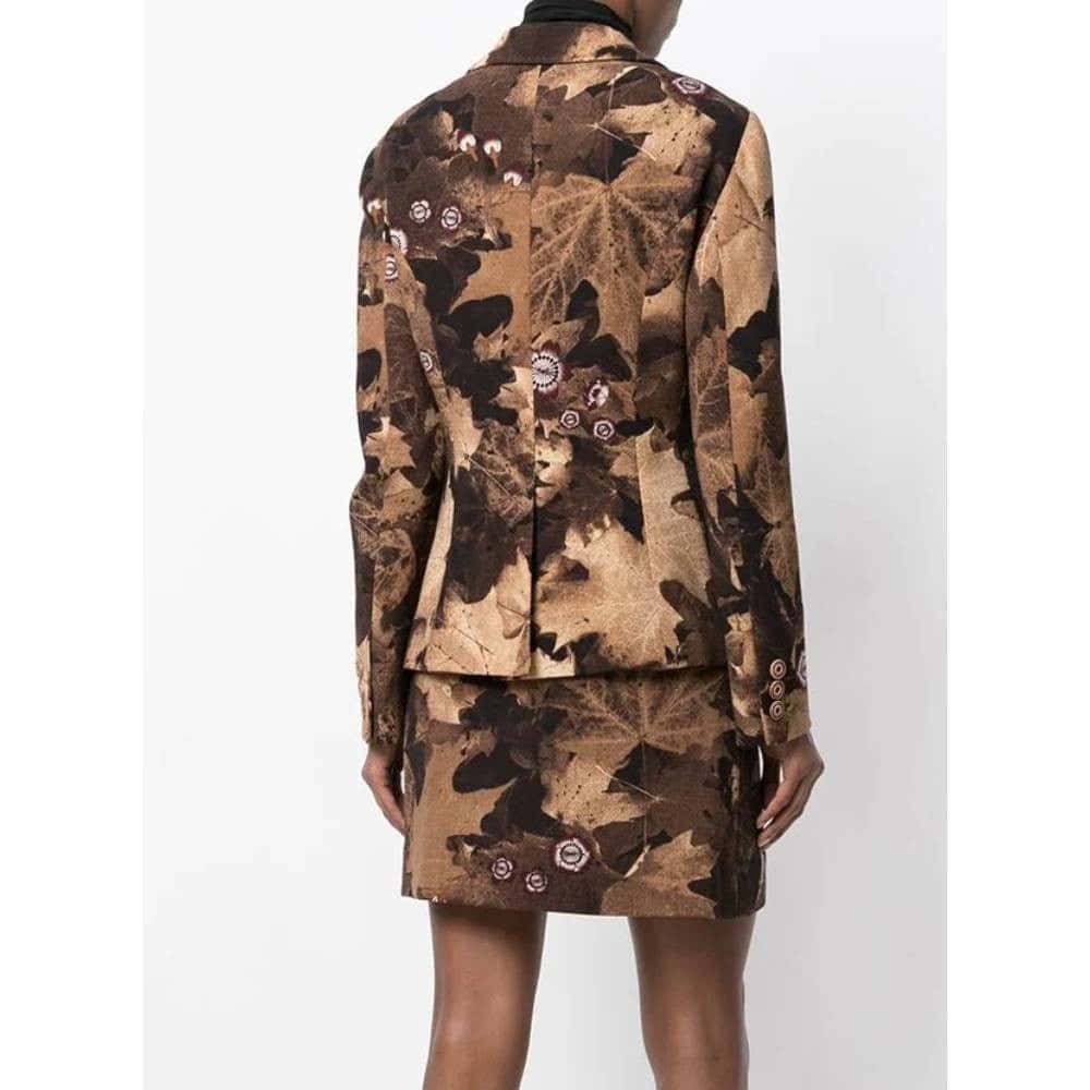 Moschino Brown Floral Pattern Wool Suit - '90s Brown Wool Good - Inside View