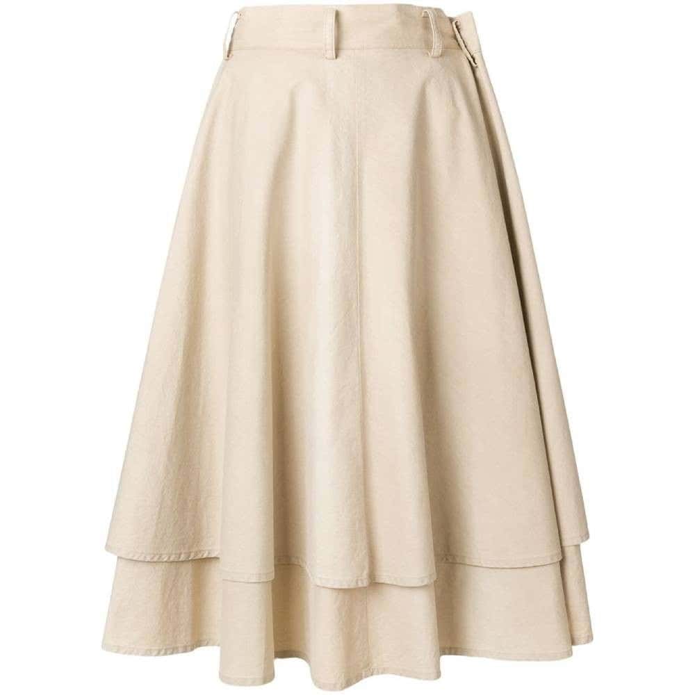 Yohji Yamamoto Beige Cotton Skirt - '90s Beige Cotton Good - Front View
