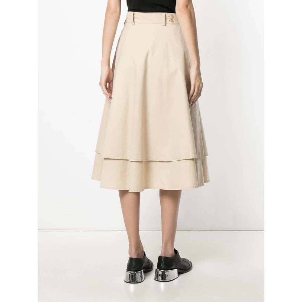 Yohji Yamamoto Beige Cotton Skirt - '90s Beige Cotton Good - Back View