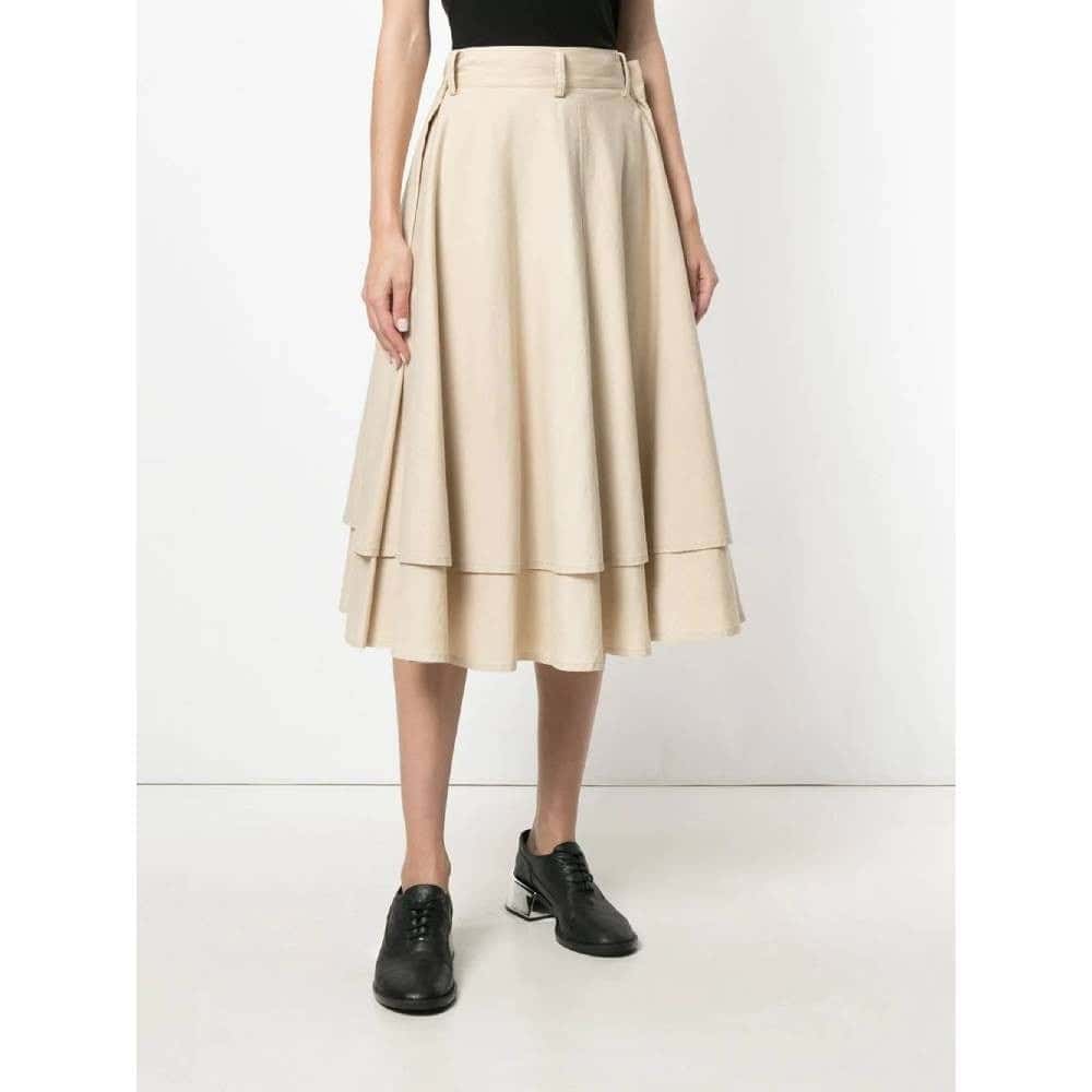 Yohji Yamamoto Beige Cotton Skirt - '90s Beige Cotton Good - Inside View