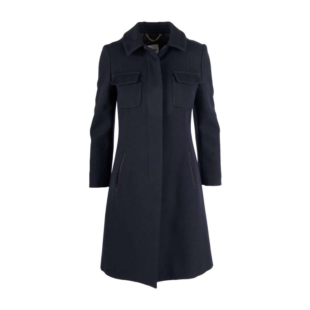 Moschino Coat with Breast Pockets - '10s Navy Wool Good - Front View